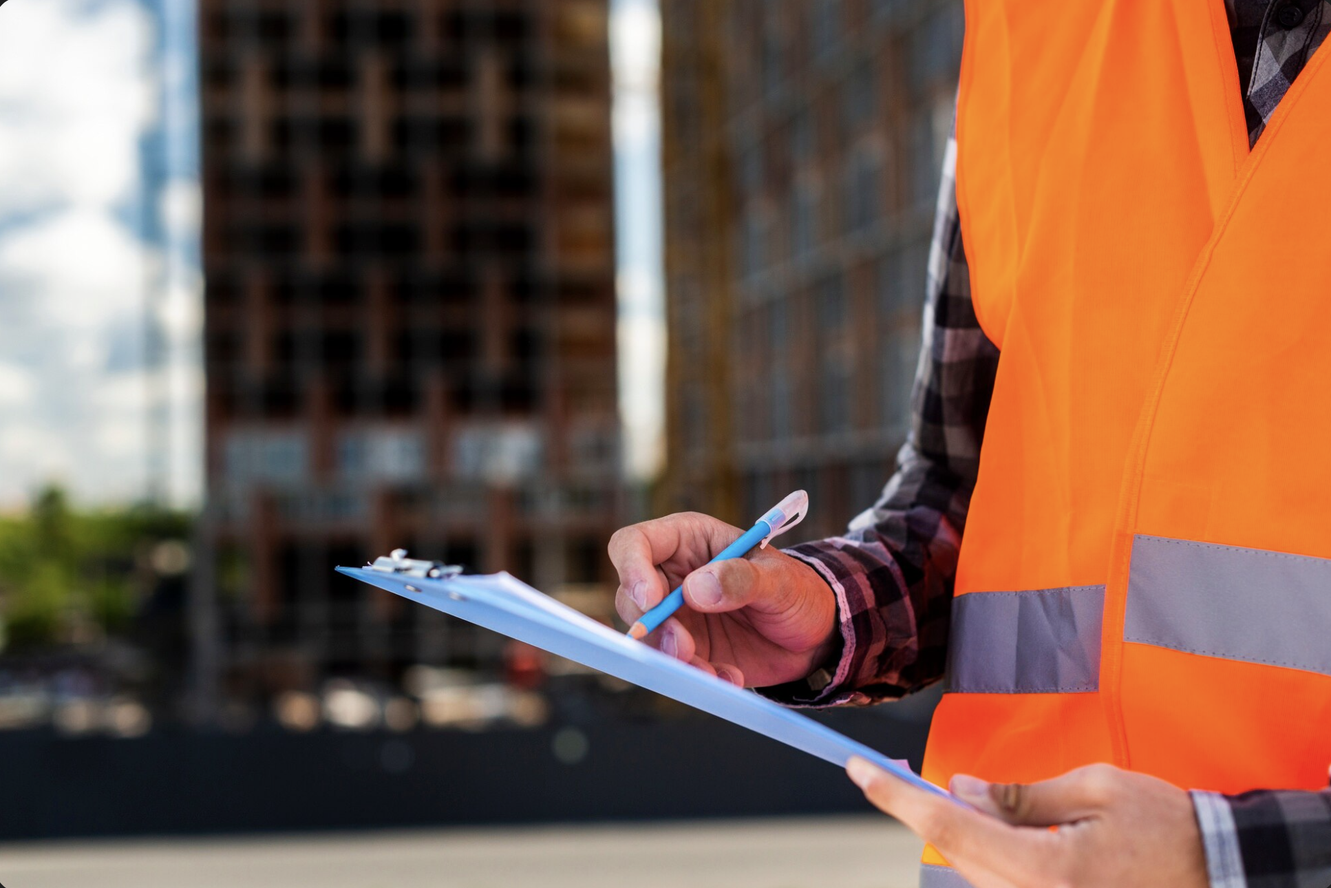 Fire safety professional inspecting a construction site